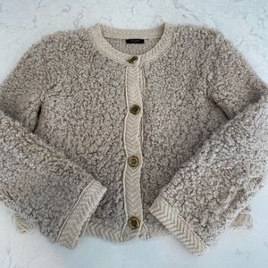 Massimo Dutti Boucle Knit Cardigan with Buttons - XS